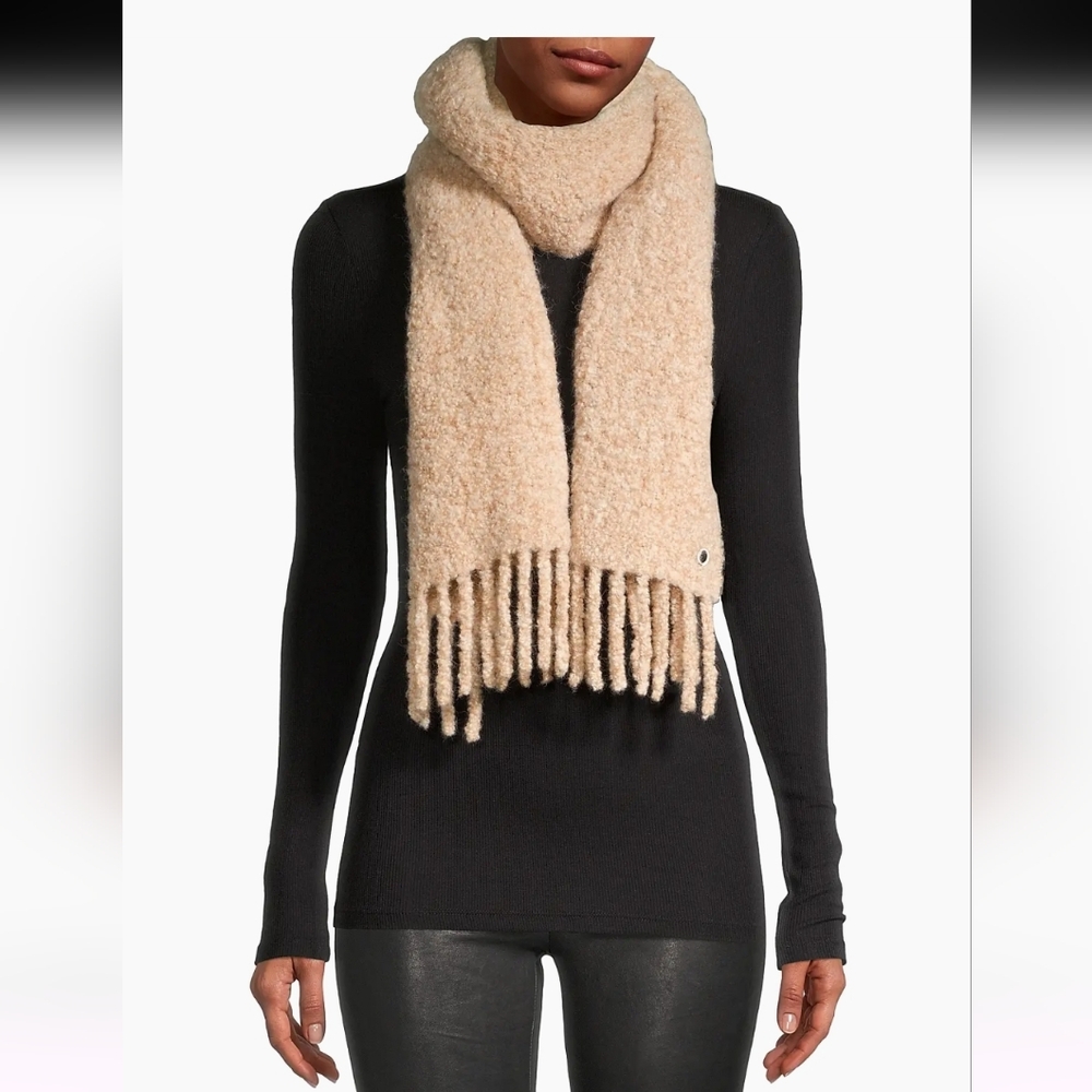 NWT RAG&BONE ALPACA  Tan Textured Scarf with Fringe Made Italy